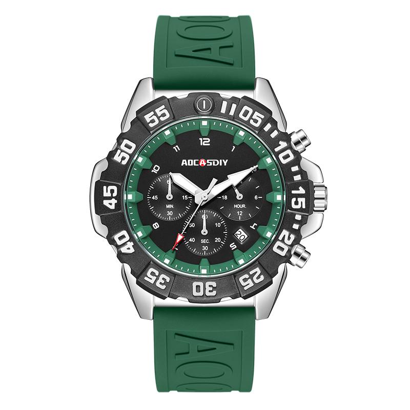 New Sport Men's Watch Silicone Strap Multi-Functional Date Waterproof Military Quartz Wristwatches Gifts Relogio Masculino