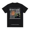 Raper 21 Savage Dream Americano Portada del Álbum Camiseta Hombre Mujer Hip Hop Punk Camisetas Vintage Moda Masculina Camiseta de Algodón Oversize