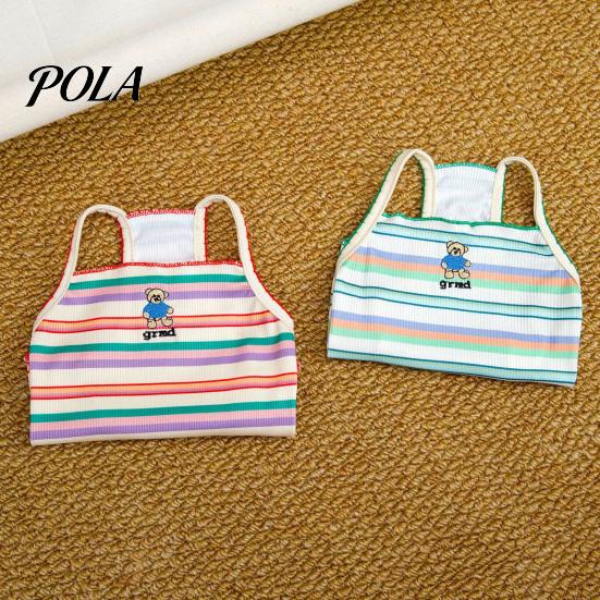 Non-Restrictive Pet Wear Colorful Striped T-Shirt, Sleeveless Thin Straps Dog Breathable Strap Shirt Tank Top with Cute Bear Embroidery for Small Dogs