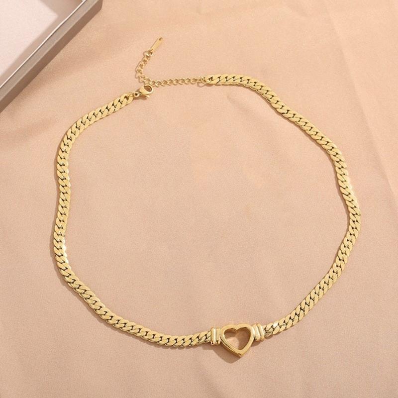 Heart Necklace Pendant Necklace Hollow Heart Charm Necklace Stainless Steel Texture Neck Jewelry for Expressing Love