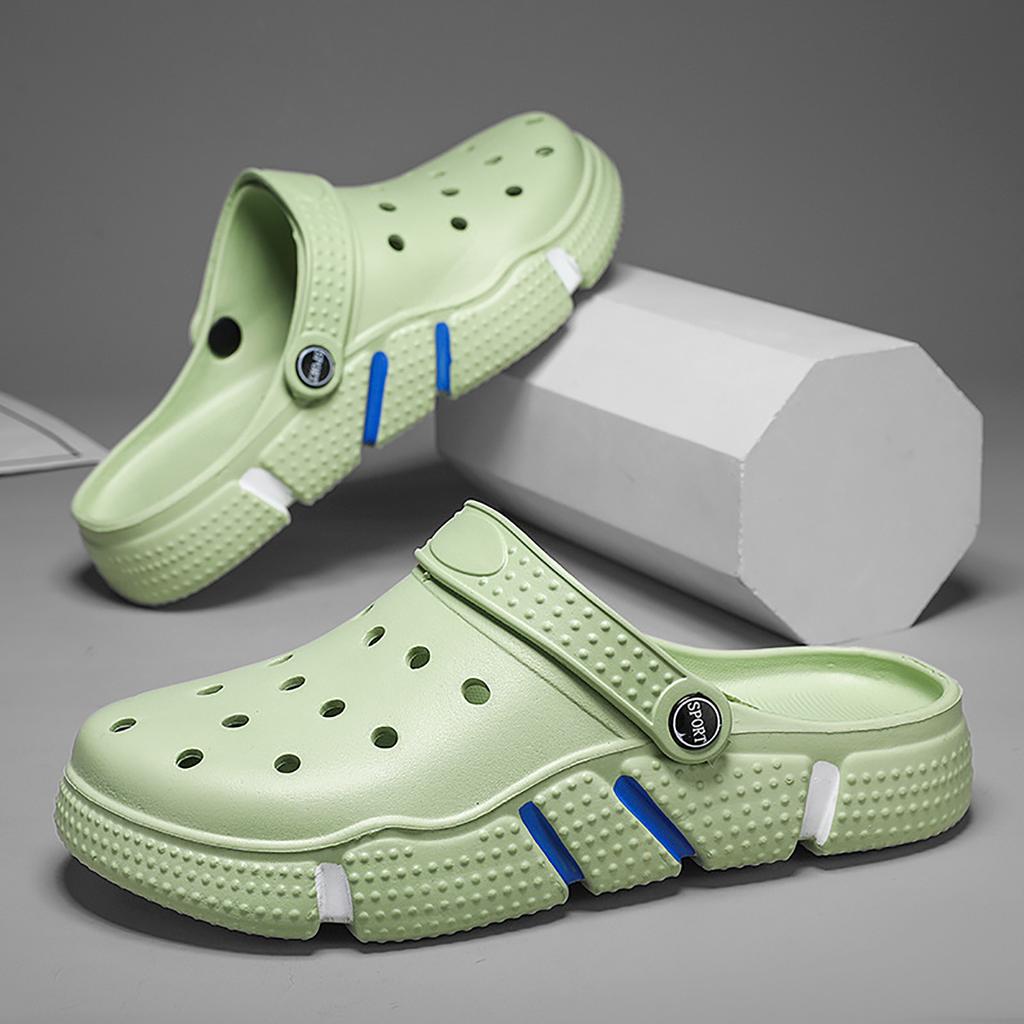 Große Größe Pantoletten Herren Trendige Gartenschuhe Eva Weiche Sohle Hohle Baotou Zehensandalen Sandalen für Herren Freizeit Strand Hausschuhe