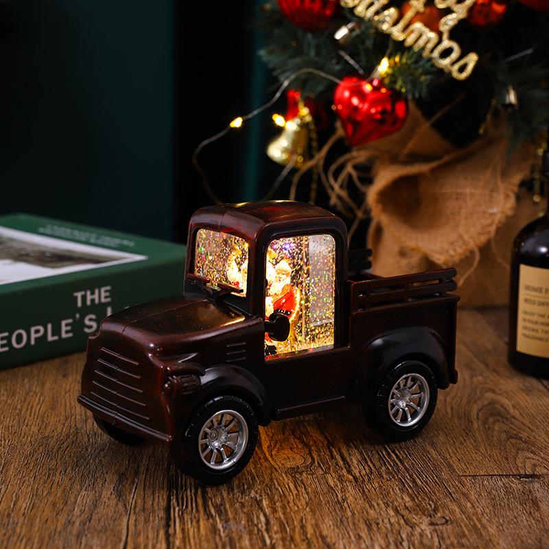 Christmas Decoration Santa Claus Driving Car Water Filled Wind Light LED Night Light Festive Gift Window Display Ornament home