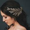 Bridal Wedding Outdoor Shooting Handmade Pearl Leaf Shape Hair Comb Hairware