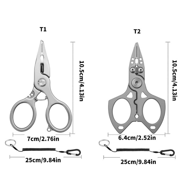Braided Fishing Line Cutter Rings Openers with Lanyard Fishing Pliers Multifunctional Fishing Tackle Stainless Pliers