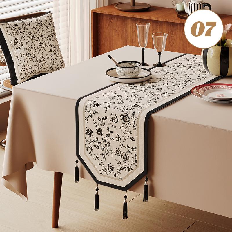 Chinese Traditional Table Runner Cotton And Linen Tea Table Mat Tassel Lace Table Cover Home Decor TV Cabinet Table Runners