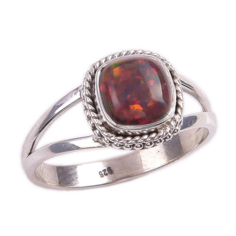 Natural Ethiopian Opal Gemstone Handmade 925 Solid Sterling Silver Ring S.9 f0P72