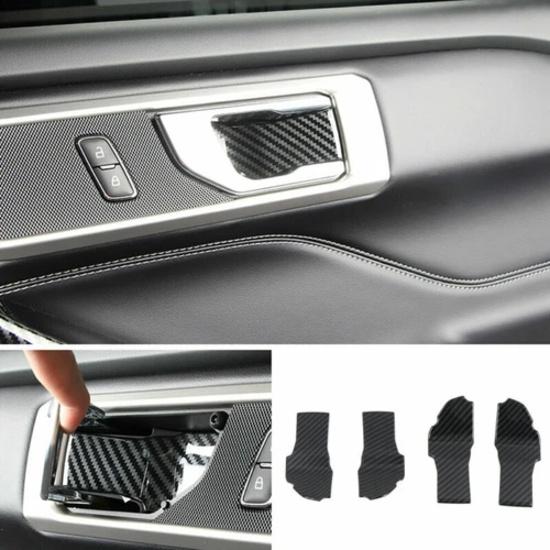 Carbon Fiber Inner Car Door Bowl Stickers Trim For Ford Explorer 2020 2021 2022