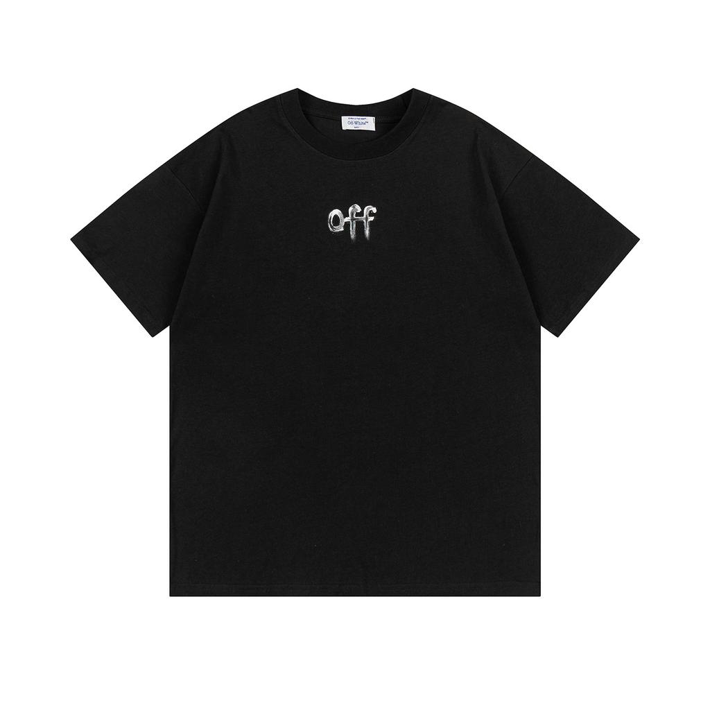 Off-White 2025 Spring/Summer New Letter Arrow Printed Pattern Round Neck Hooded Short Sleeved T-shirt for Men and Women