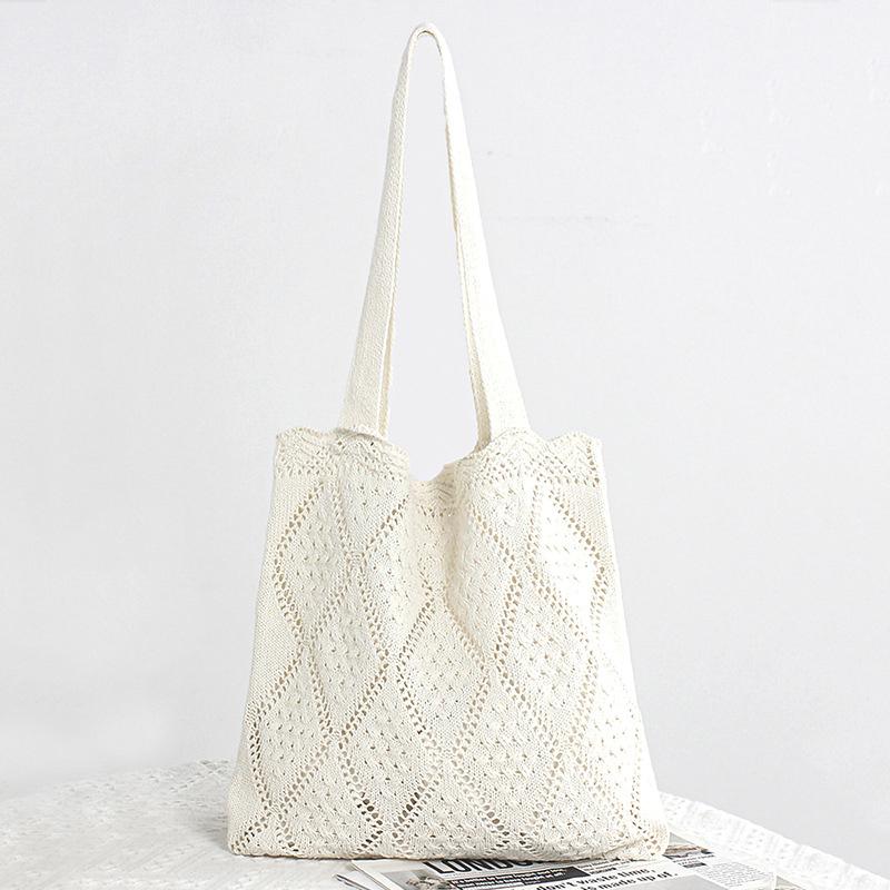 

Модная вязаная сумка-тоут с полым плетением, большой вместимости, летняя повседневная пляжная дорожная сумка для женщин, подарки бежевый