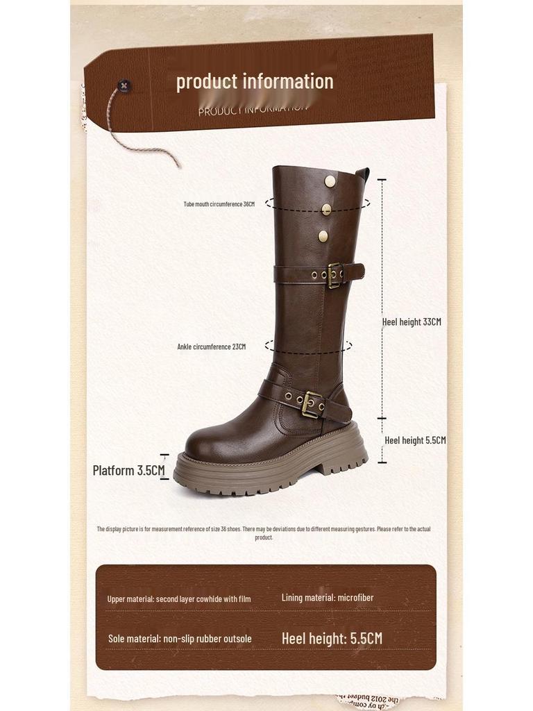 Women's Retro Western Knee-High Boots - Autumn 2025 Style, Thick-Soled, Slimming, High-Top Knight Boots