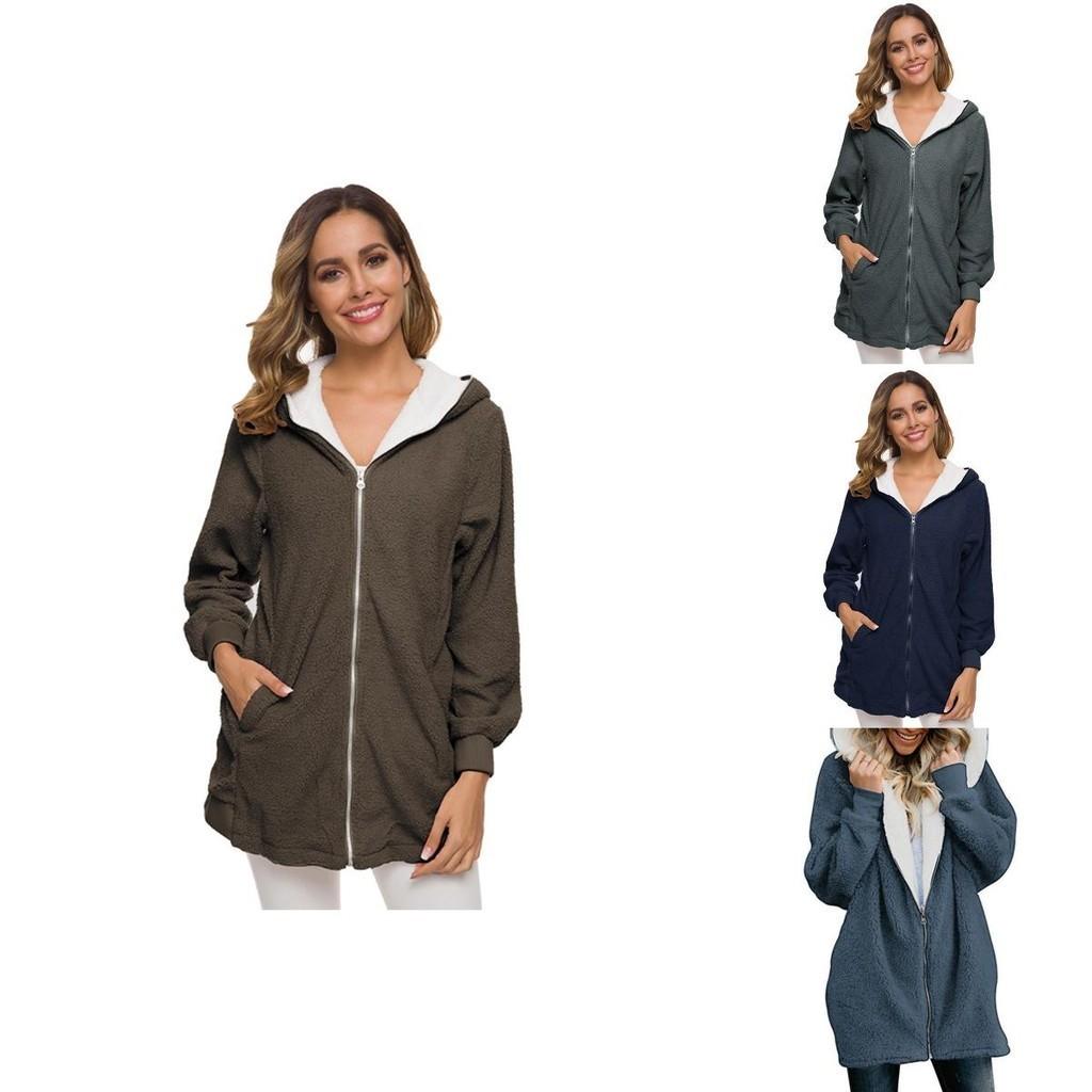Cozy Women Ladies Warm Teddy Bear Fluffy Coat Hooded Faux Fleece Jacket Outwear For Ultimate Comfort