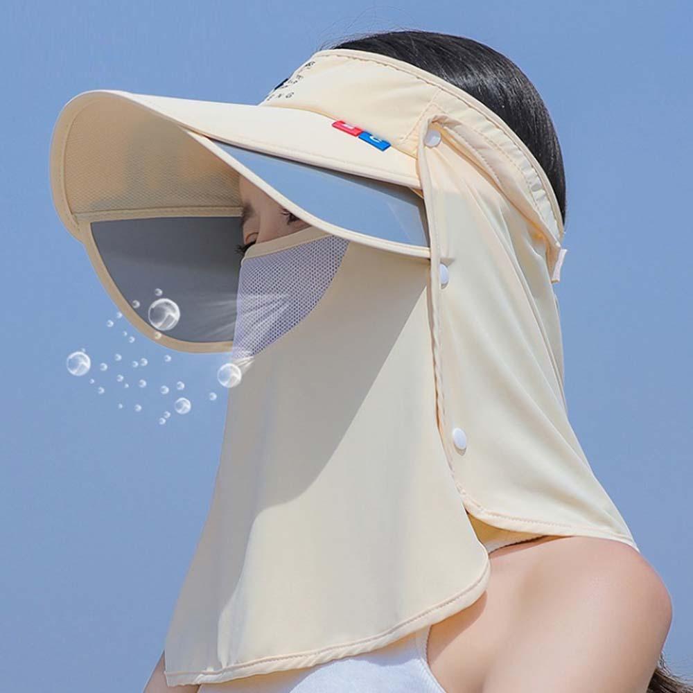 Solid Color Ice Silk Visor Cap Detachable Neck Protection Hat Top Air Cap Anti-UV Sun Visor  Spring