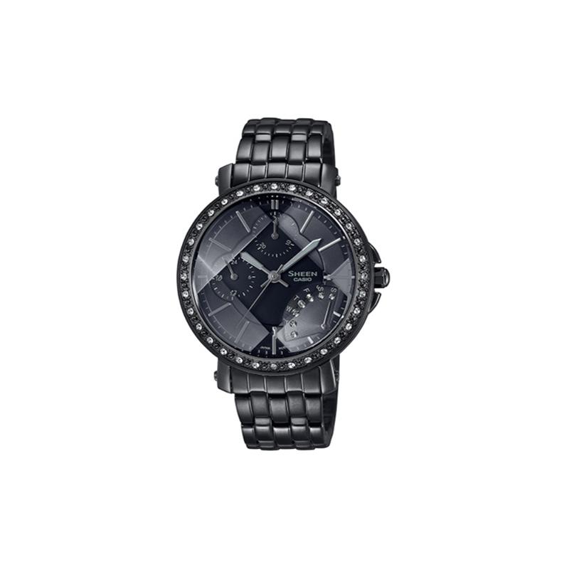 Casio CASIOSHEEN series classic retro three-hand three-eye stainless steel watch quartz movement stainless steel strap Japanese and SHN-3011BB-1A чёрный