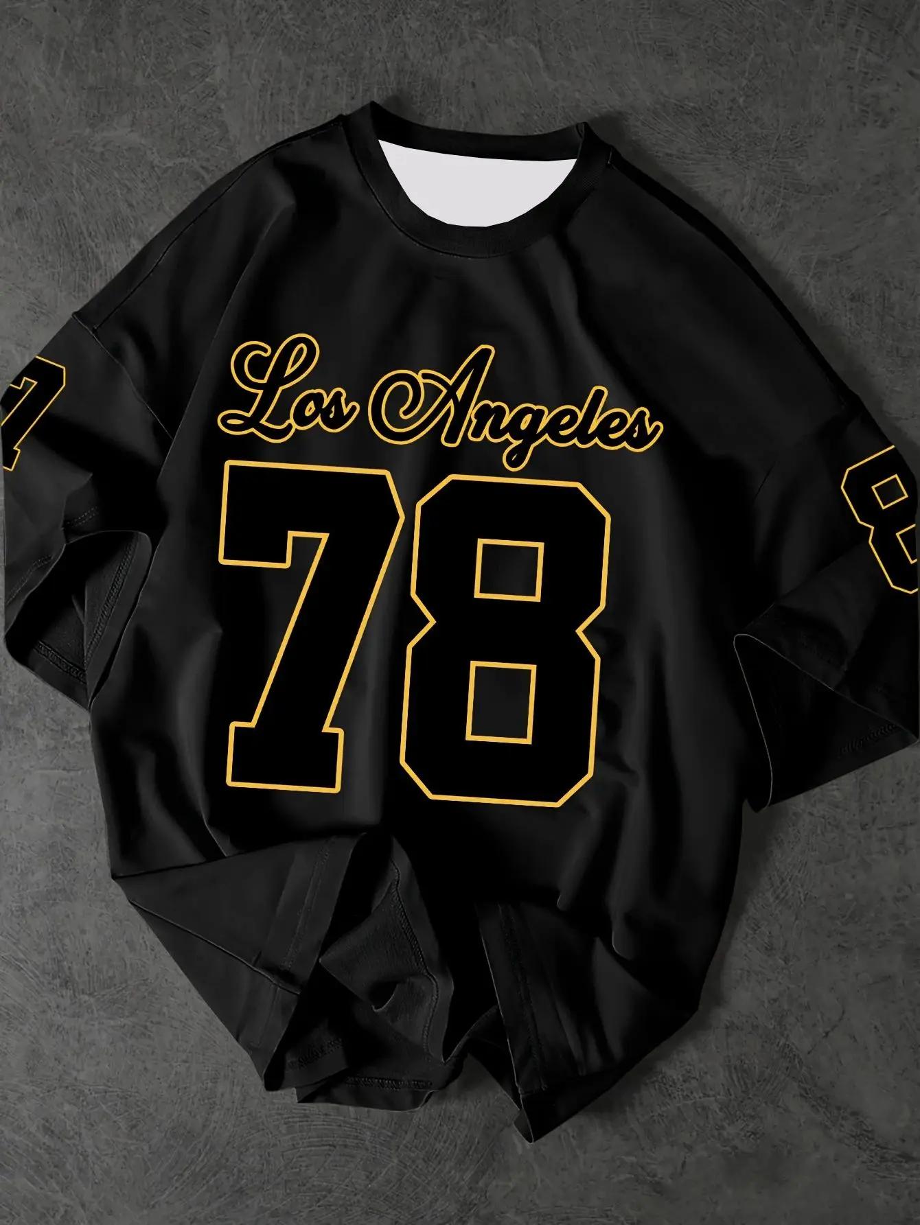 New Men s Summer T-shirt, Men s no. 78 Los Angeles printed sweatshirt, retro and casual XS