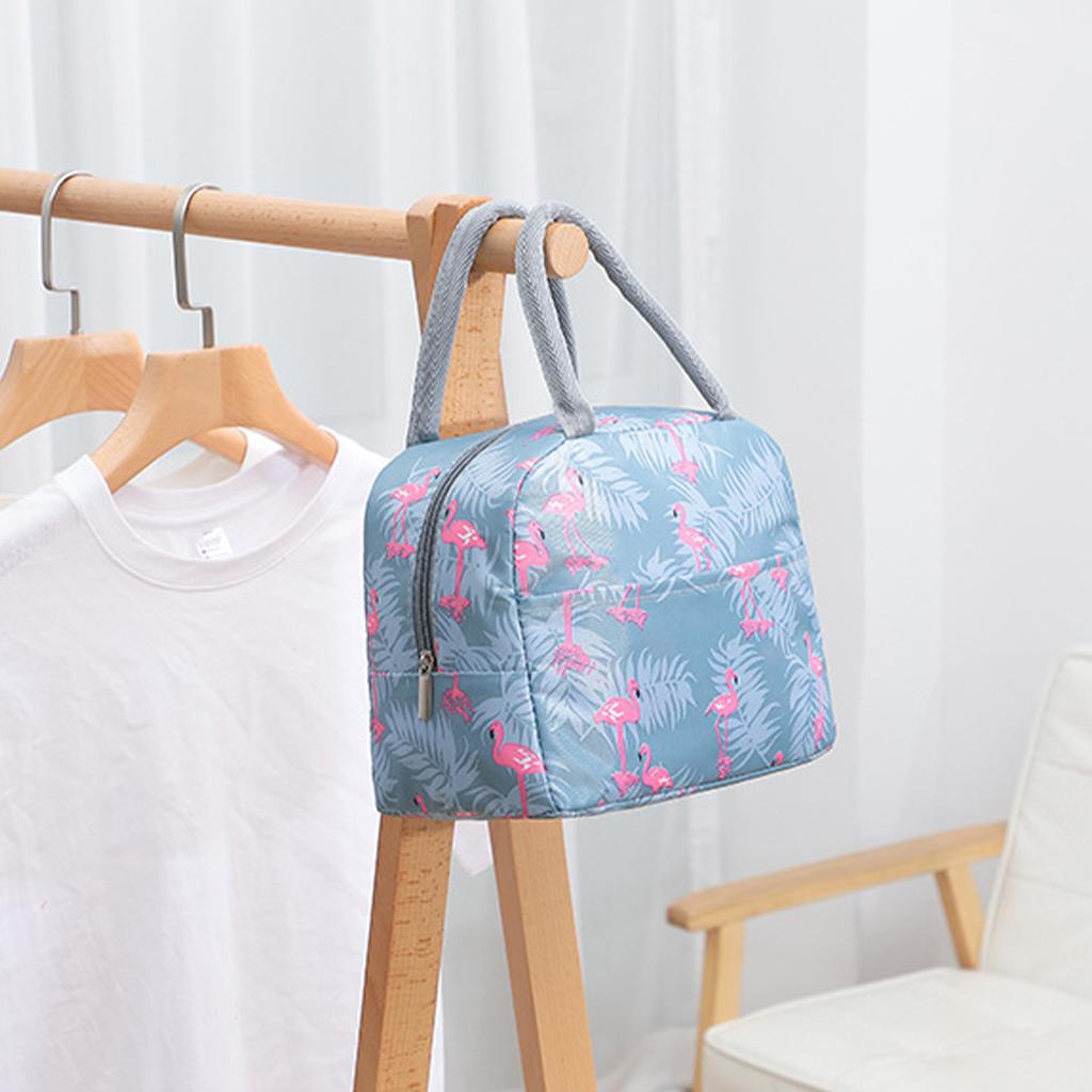 Insulated Lunch Bag Large Capacity Flamingo Pattern Portable Thickened Lunch Bag for School Work