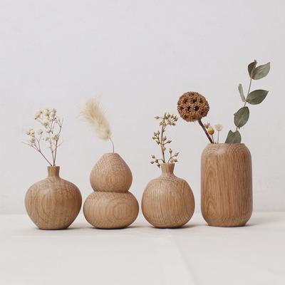 Minimalismus Holzvase für Pflanzen Retro Natürlich Massivholz Blumenvase Heim Büro Tisch Kunstvasen Arrangement Blumentopf
