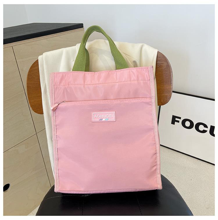 New Contrasting Color Portable Lunch Box Bag, Student Carry Bento Bag At Work, Make-up Bag, File Bag, Handbag.