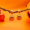 Design Sense Dripping Oil Pumpkin Earrings for Women Gothic Punk Rhinestone Bow Pumpkin Earrings Party Jewelry Accessories