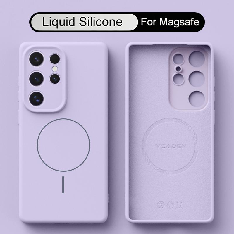Magnetic Liquid Silicone Case For Samsung S26 S25 Ultra S24 S23 S22 Plus Capa Built-in Magnet Shockproof Soft Cover Funda