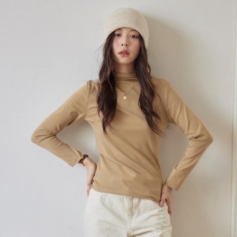 

Осенне-зимняя женская однотонная рубашка с полувысоким воротником, двухсторонней шлифовкой, теплая базовая рубашка с высокой эластичной подкладкой и облегающим внешним видом, универсальная базовая рубашка L шоколадный