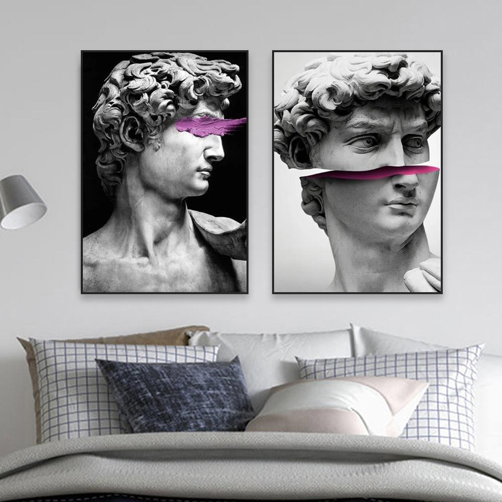 Scultura moderna Pittura su tela Graffiti Stampe artistiche Apollo Marmo David Popolo Poster Immagine di arte della parete per la decorazione della casa della Galleria