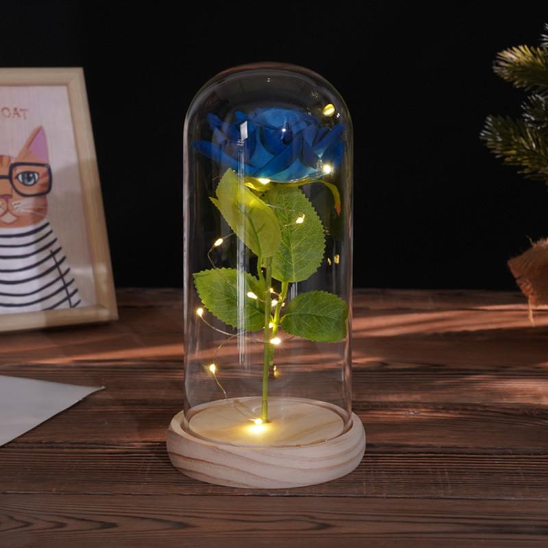 Glass cover simulation rose ornament, creative mother's Valentine's Day gift, immortal flower night light