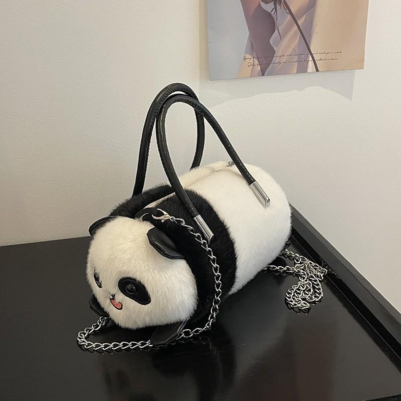 Panda Bag Plush With Zipper Closure For Daily Use And Cute Cartoon Style