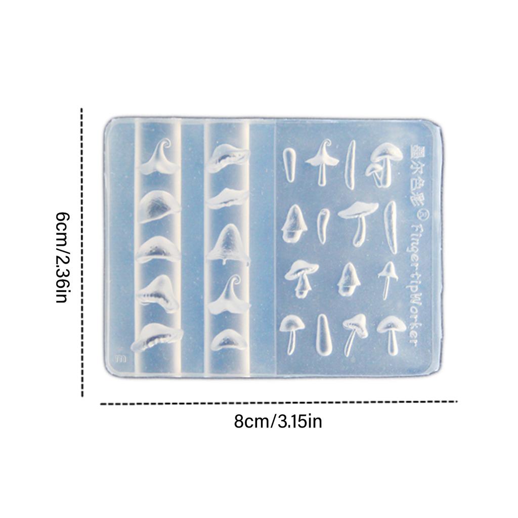 Nail Art Silicone Stamp Mold for Party and Salon Mushroom Shaped Manicure Mould Embossed Nail Stencils for Women