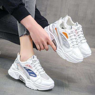 Mode Chaussures pour femmes Baskets épaisses respirantes Maille Chaussures de sport décontractées Mode Chaussures à plateforme pour femmes Lacets Chaussures vulcanisées pour femmes