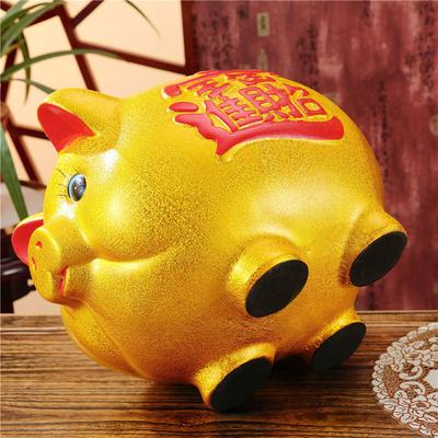 Golden Pig Money Box, No Outflow, Desktop Decoration, Birthday Gift for Children, Medium Size