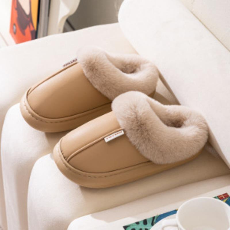 New Cotton Slippers for Girls, Waterproof and Warm In Autumn and Winter, Simple Couple Home Plush Slippers for Men