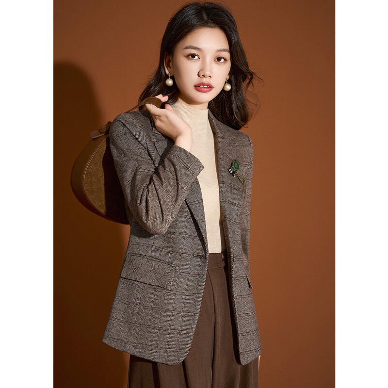 Women s British Style Plaid Blazer XL