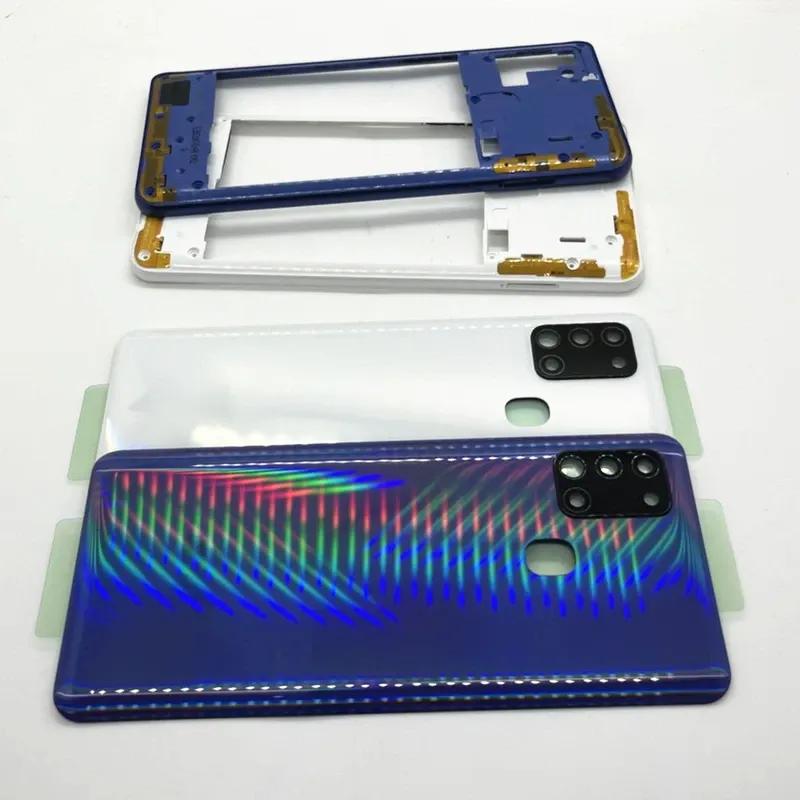 Full housing middle frame for Samsung Galaxy a21s 217 SM-217F/DS battery back cover rear case camera lens replace