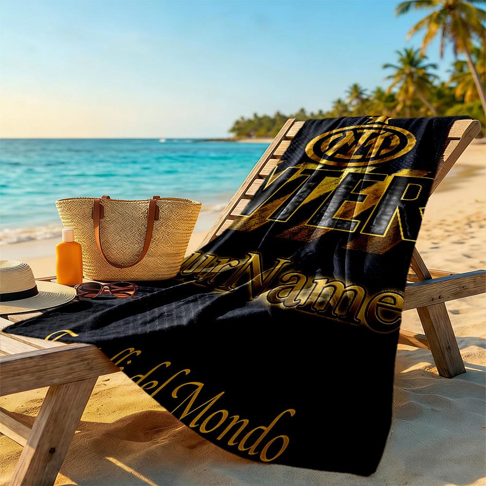 Inter Milan Personalized Text Beach Towel High Absorbency & Quick-Dry Suitable for Sports Travel Swimming Yoga Bathroom Beach And Pool