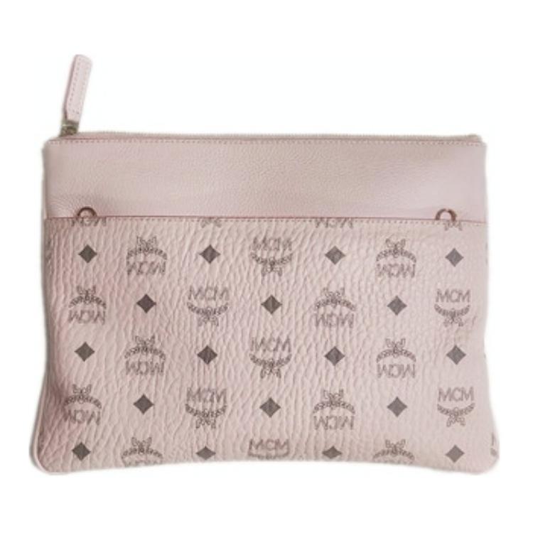 MCM Logo Print Zipper Closure Visetos Coated Canvas Shoulder Crossbody Bag Women bags Pink MYZCATA07QH001 Basic Set BagDust Bag 18400₽