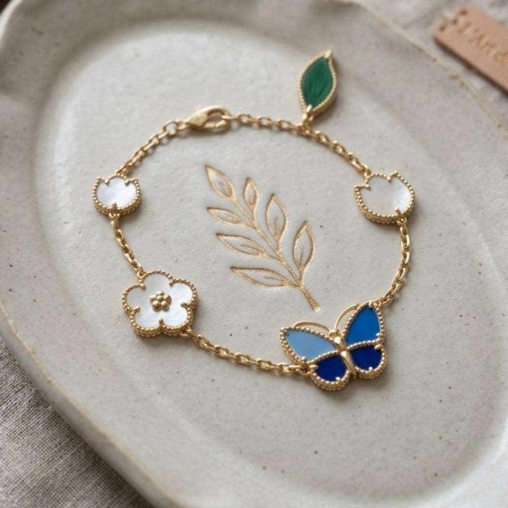 Bracciale Farfalla - Bracciale Moda Lusso Farfalla Fiore - Bracciale Agata Quadrifoglio per Donna