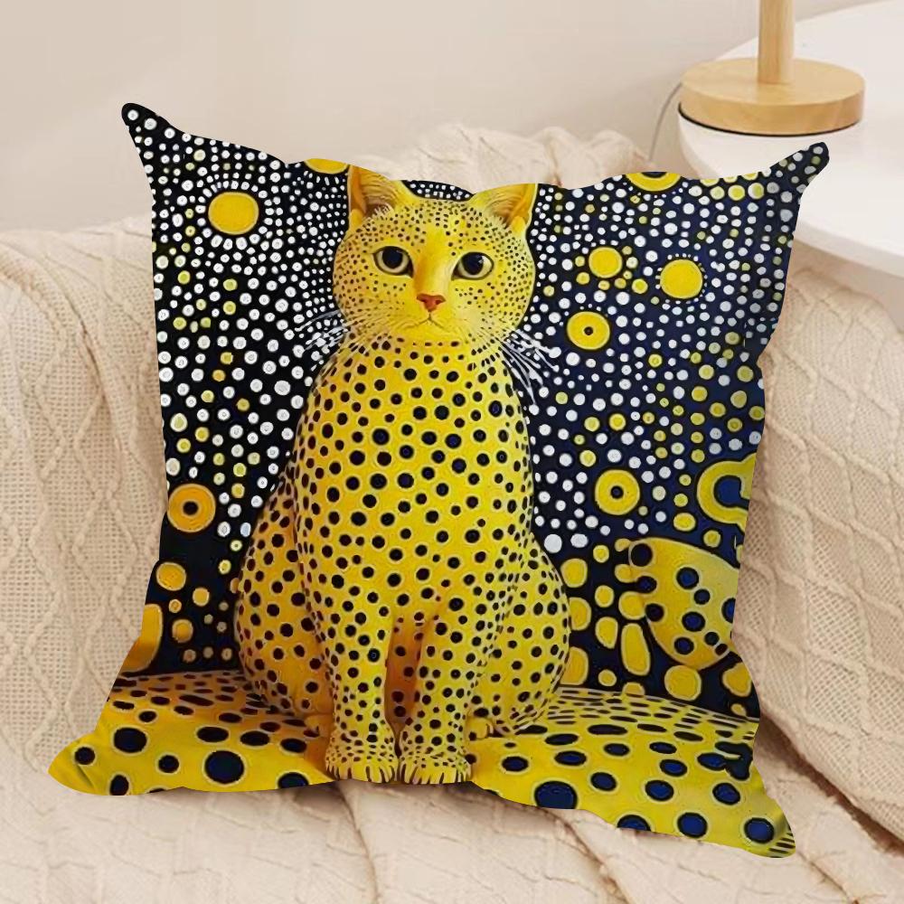 Yayoi Kusama Abstract ArtCushion Cover Soft Plush Fabric Double-Sided Printed Sofa Cushion Cover for All Seasons Home Decor Gift
