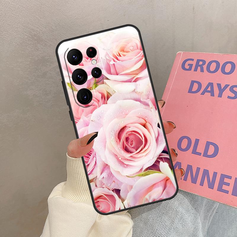 Pink Roses Bouquet Flowers Case For Samsung Galaxy S25 Ultra S20 S21 S22 S23 S24 Ultra S9 S10 Plus S25 FE Cover Coque