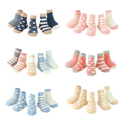 5 Pairs/Pack Children Cotton Socks Boy Girl Infant Keep Warm Stripe Dots Fashion Sport Socks Kids Four Seasons Cotton Socks