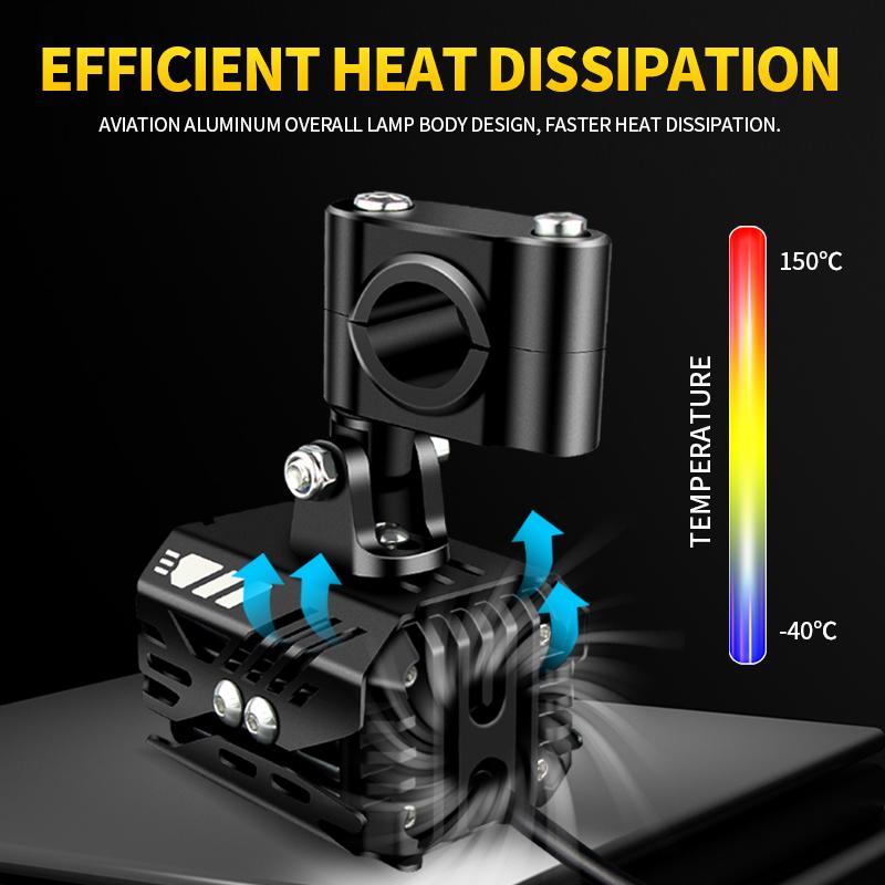 1set Motorcycle Led Spotlight 18000LM 12v Electric Vehicle Auxiliary Far And Near Light Tangent Light Fog Lights Flashing Lens