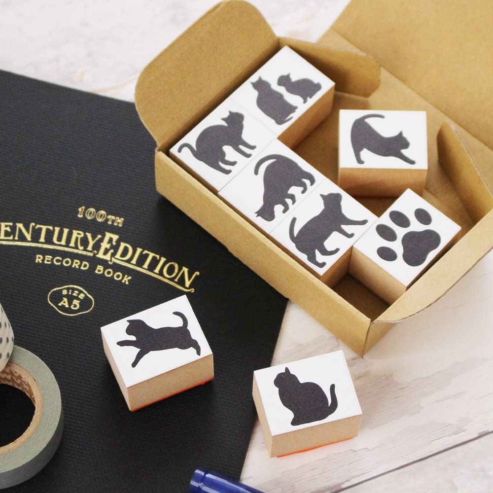 Black Cat Miscellaneous Cat Cute Stylish Wooden Rubber Made In Japan Goods, Goods, Stationery, Stamps, Cats, Stamps, Stamps, Set, Presents, Cute,