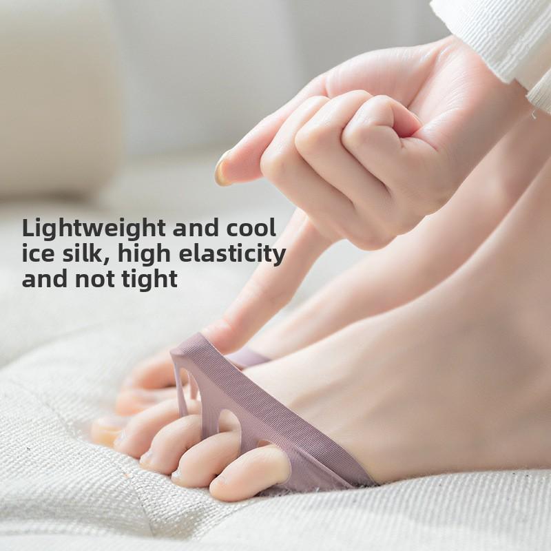 Female Spring and Summer Front Palm Pad Cotton Bottom Sweat Absorption Non Slip Half Palm Invisible Five Finger Socks