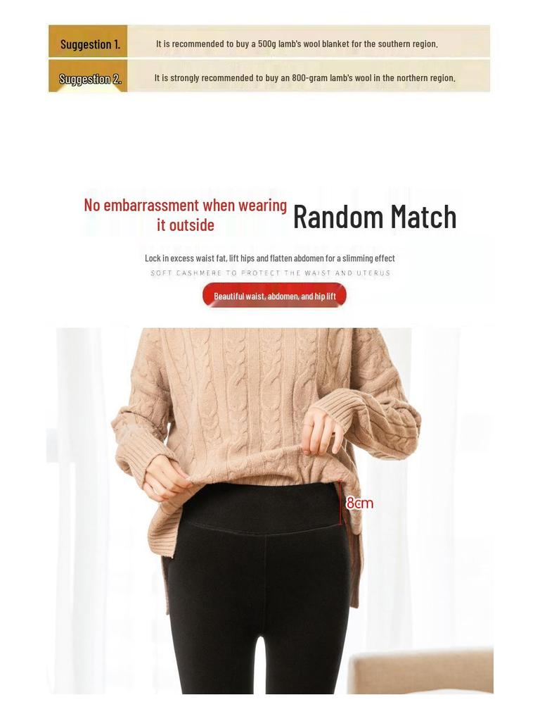 Women's High Waist Extra Thick Lambswool Leggings with Velvet, Winter Warm Cotton Pants, Plus Size