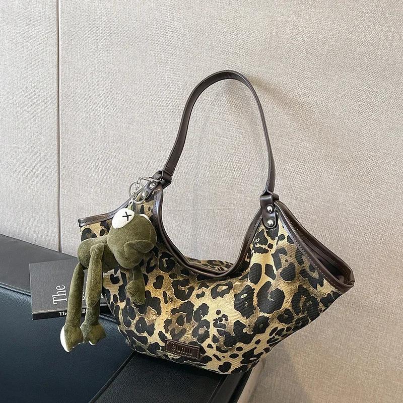 

Винтажная сумка с леопардовым принтом для женщин, вместительная сумка через плечо для работы и поездок на работу, новый осенний модный тренд