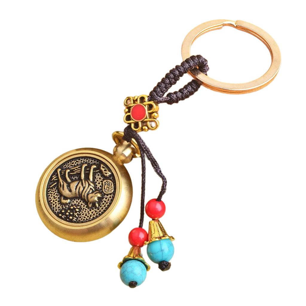 Handmade Animal Pattern Keychain Charm Keychain Accessory Brass Texture Suitable for Prosperity and Peace Home Decors
