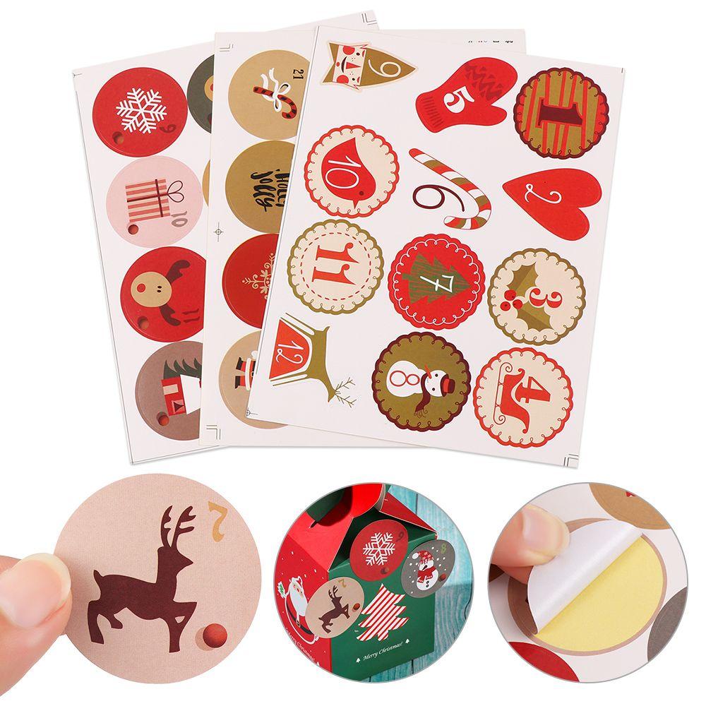 Ornaments Packaging Sealing Advent Calendar Adhesive Label Christmas Paper Sticker Number Stickers