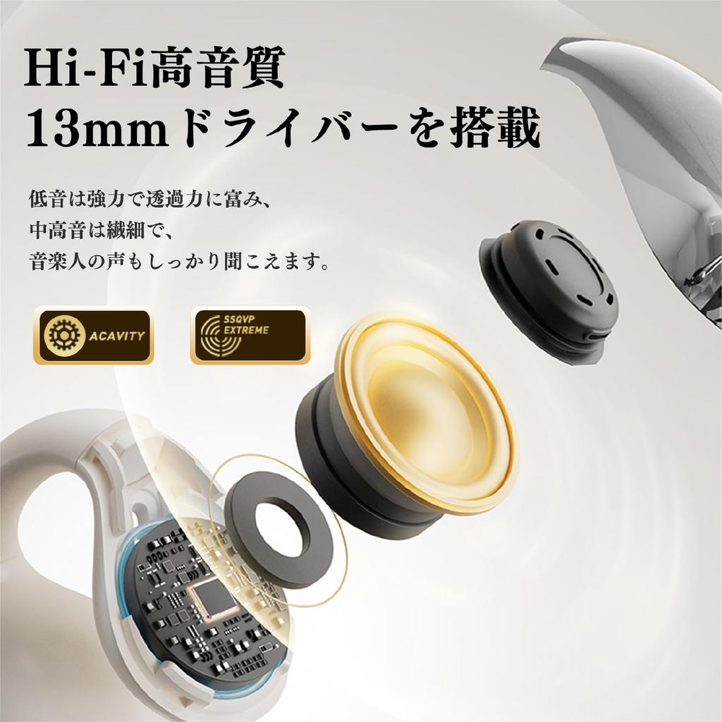 SANSUI Wireless Bluetooth Bluetooth Noise Automatic Fast Button Compact and Perfect for and Gaming Earphones, V5.4 Cancelling, Open-Ear Earbuds,