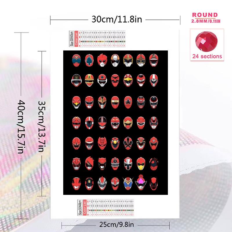 Super Sentai Character Collection Pattern 3pcs 100% Round Full Drill 5D DIY Diamond Painting Embroidery Cross Stitch Rhinestone Décor