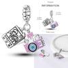 Copper Metal Pink Color Love Color Flower Colorful Drawing Board Pendant Bead Components Camera Charm Bead Components Bead Component Compatible With