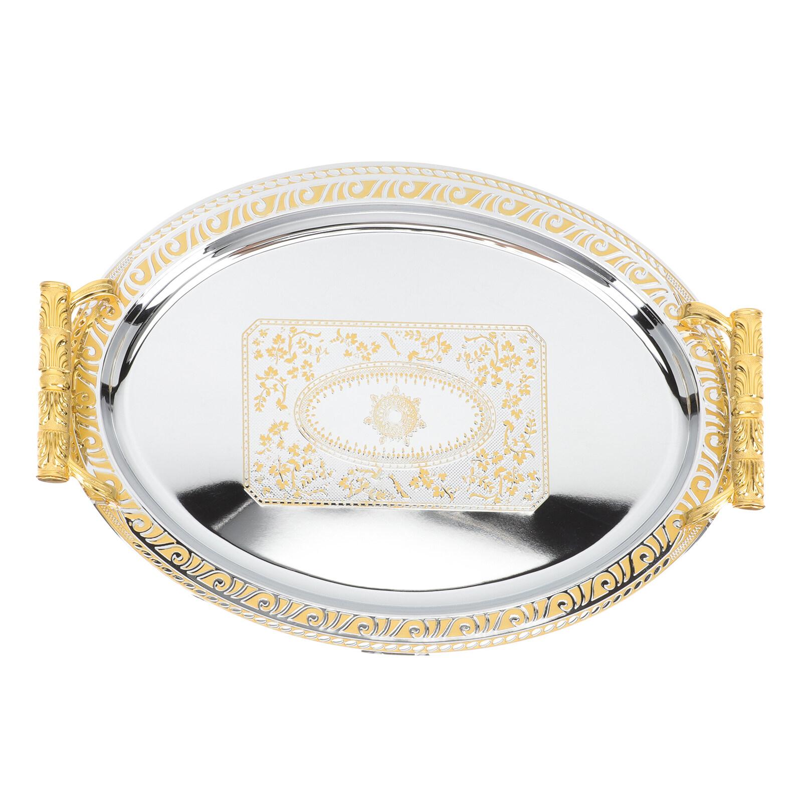 

Dessert Plate Fruit Tray Drag Platter Tiered Stainless for Countertop 32.5x24cm золотистый
